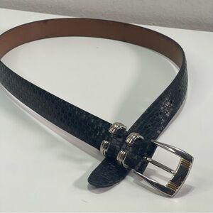 Handcrafted Full Grain Leather Woven Embossed Belt Men 34/85 Solid Brass Buckle